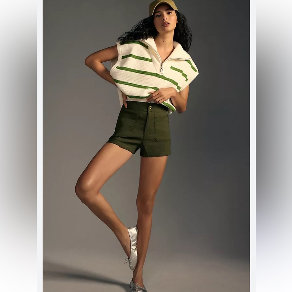Anthropologie The Colette Shorts by Maeve Maeve Olive Green